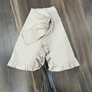 Nueces lux cotton ruffle-edged poncho/sweatshirt w ribbon fringe!